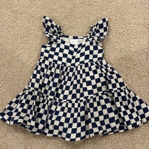 Flutter sleeve checkered dress